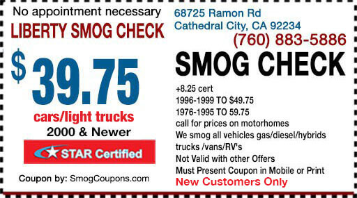 $39.75 Smog Coupon Liberty Smog Check | Cathedral City, CA