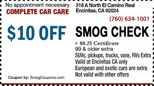 $10 Off Smog Check Coupon | Complete Car Care | Encinitas, CA