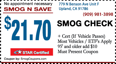 $21.70 Smog Coupon Upland | Smog N Save | STAR Station